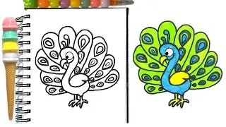 Draw a Beautiful Peacock! Easy Step-by-Step Tutorial for Kids and toddlers ! 🦚 # 19