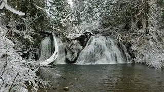 Cherry Creek falls in the Snow, Seattle, WA