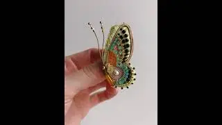 Butterfly Brooch Handmade Beaded Embroidered, gift for girlfriend
