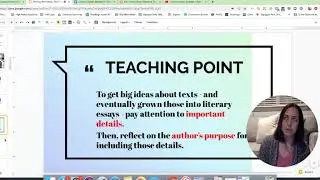 Literary Essay: Session 2: Growing Big Ideas from Details about Characters