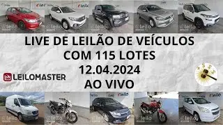 LIVE DE LEIL&Atilde;O DE VE&Iacute;CULOS NA LEILOMASTER COM 115 LOTES DO DIA 12.04.2024