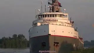 Ship CUYAHOGA (age 70) Downbound at Lock 1, Welland Canal (2013)