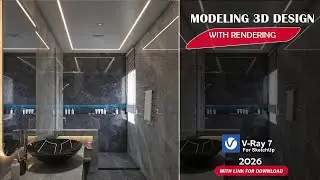 3D Bathroom Design SketchUp V Ray7 Realistic Interior Rendering#interiordesign #rendering
