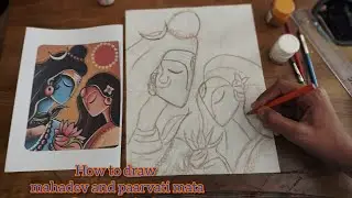 Lord Shiva Parvati Drawing,  Abstract Painting 😍@SanjuArts7 #sanjuarts 