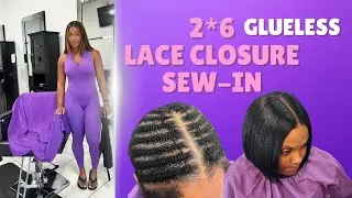 HOW TO SECURE 2*6 LACE CLOSURE SEW-IN WITHOUT GLUE - 2*6 LACE CLOSURE SEW IN TUTORIAL - BOB CUT