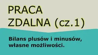 PRACA ZDALNA (cz.1 z 2) - Bilans plusów i minusów, własne możliwości.