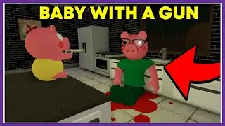 Baby with a gun - Piggy meme  - funny