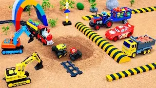 DIY Mini Truck Builds Brick & Metal Railing Bridge | Fun Construction Science Project