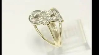 Natural Diamond Script Initial J Shadow Ring .25CT 14K Multi Tone Gold Size 7.75 - 34338