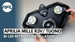 Aprilia RSV Mille / Tuono Bi-LED projector headlight light upgrade DIY installation video