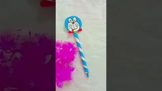how to make a Doraemon pen topper 👍😍 #shorts #doremon  #diy #craft