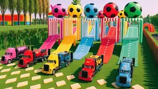 GIANT FIRE TRUCK TRANSPORTER ACROSS MUD ROADS  CRAZY OFFROAD CHALLENGE  FARMING SIMULATOR 22 GAME