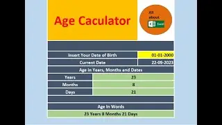 Create Age Calculator in Excel | Year Month Day Calculation from Date