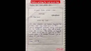 Notice writing l notice writing for lost lunch box l notice writing lost and found l notice format