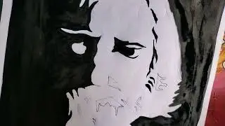 rabindranath Tagore is only black water colour drawing.Tutorial step by step drawings for beginners