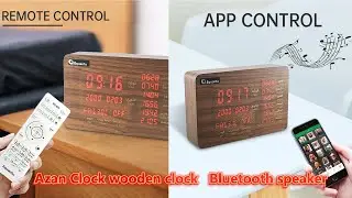 Azan Clock wooden clock speaker software one click USB Bluetooth speaker