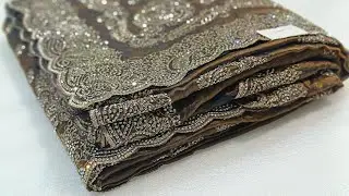 Antique Golden Color Luxurious Designer Saree in Stone Work & Zari Work