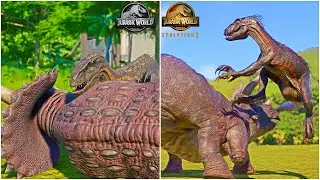 JWE1 vs JWE2 Comparison of Indorpator Kill Animations vs All Herbivore Dinosaurs