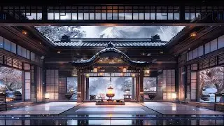 Relaxing Winter Work Music | Japanese Fireplace Background Music for Focus
