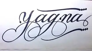 Yagna Name Signature Calligraphy Status | How to Cursive write with cut Marker #yagna @Yagna