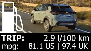2024 Toyota Yaris Cross HEV 130 HP trip with fuel consumption economy test urban mpg l/100 km hybrid
