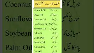 Common Oils Vocabulary | English & Urdu Translations | Learn Oil Names