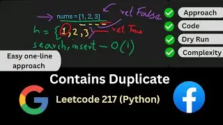 Contains Duplicate LeetCode 217 Explained | Python HashSet Solution (Easy) | Coder Girl