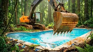 30 Day Challenge Building a Hidden Swimming Pool in the Forest with RC Machines!