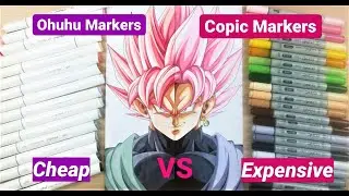OHUHU vs COPIC! Which is better? | Drawing Goku Black SSj Rose | Art Marker Comparison