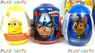 Kinder Super Surprise Eggs OPENING PAW PATROL, MINIONS MARVEL SURPRISE EGGS and TOYS