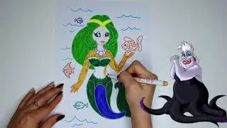 mermaid coloring fun animation for children underwater world ,русалка раскраска веселая анимация