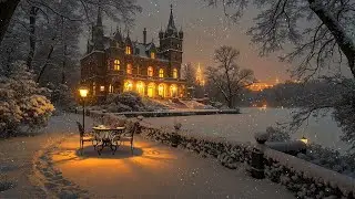 Reading Through the Quiet of a Snowy Night | Winter Dark Academia Piano at a Gothic Castle