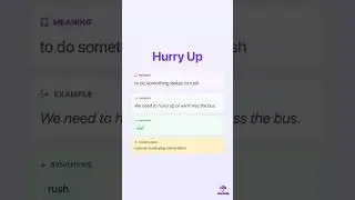 HURRY UP - Phrasal Verb Explained | Meaning, Examples & Synonyms | Wordrella