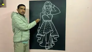 Easy girl drawing wearing frock ||💃👌 #girldrawing #easydrawing #ytviral 