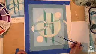 Painting with analogous color using acrylic on a text/signage project with transparencies