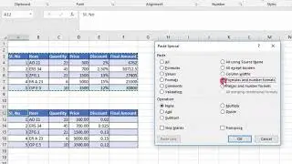 Paste Special   Formulas and Number Formats