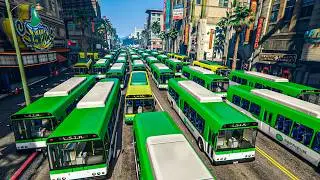 &iquest;QU&Eacute; PASA si juego una CARRERA con 100 AUTOBUSES por LOS SANTOS? - GTA 5 Online