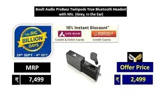 Boult Audio ProBass Twinpods True Bluetooth Headset with Mic  (Grey, In the Ear)