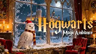 Cozy Christmas Night at Hogwarts ❄️ Warm Owl Ambience & Harry Potter Music