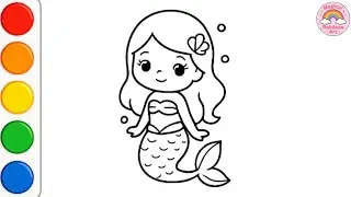 Cute Little Mermaid Drawing for Kids