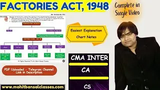 Factories Act, 1948 || Complete in Single video || Chart Notes Explanation || CMA Inter || CA || CS