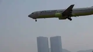 Jin Air LJ463편 군산(RKJK)-제주(RKPC) HL7718 제주공항 착륙영상