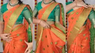 Pure cotton saree draping tutorial for beginners/how to perfect side pleats without any safety pin 🧷