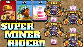Town Hall 15 Super Miner Attack Strategy With Ram Rider & Recall Spell! COC New Th15 Attack Strategy