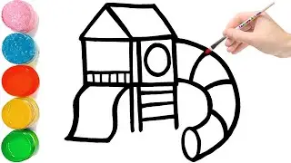 How to Draw a Waterslide | Playground Waterpark  Drawing for kids
