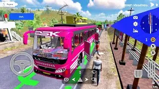 BSK Pink Bus On Indian Village Route | Realistic Bus Driving Gameplay Hindi