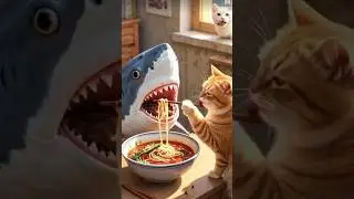 a cat help shark fish#cats#sharks#viral# foru #subscribe
