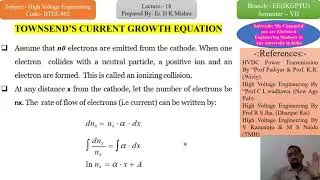 Townsend's Current Growth Equation due to Primary Ionization coefficient