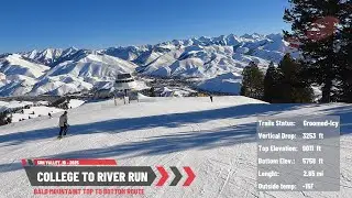 Sun Valley Bald Mountain | Top-to-Bottom Ski Run – College to River Run (4K)