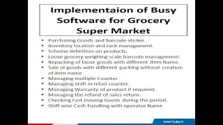 Implementation of Busy Software for Grocery Super Market | BUSY Totorial | By : Rajkumar Vishwakarma